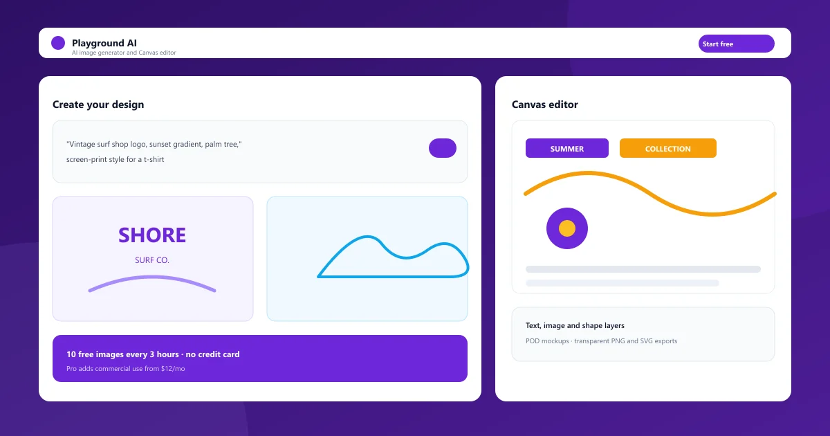 Playground AI Canvas editor interface showing AI image generation and editing