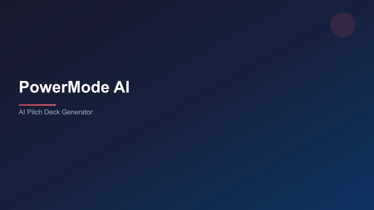 PowerMode AI pitch deck generator creating a startup fundraising presentation