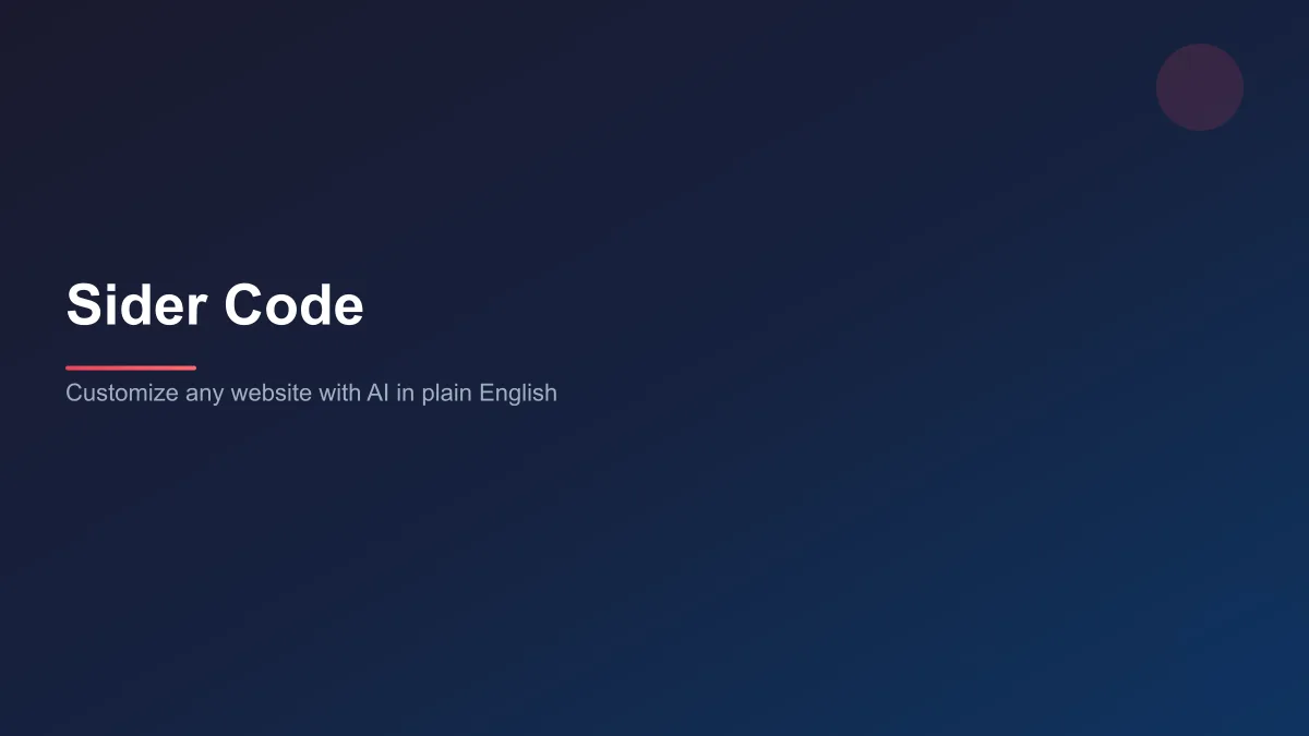 Sider Code sidebar customizing a website's layout with natural-language instructions